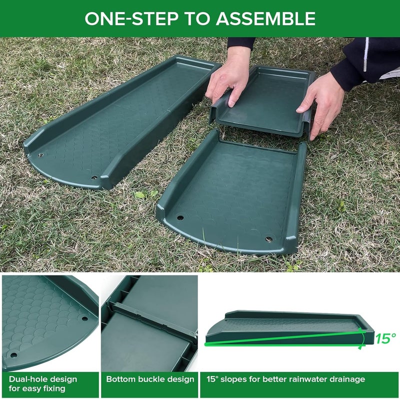 Ogutter Splash Blocks for Gutters Downspouts, 24" Downspout Extensions for Rain Water Drainage, Thickened Gutter Splash Guard with Fixing Piles(1 Pack, Green) - Image 3